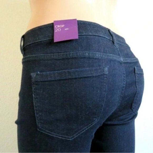 LANE BRYANT Jeans Women Cropped Super Soft Knit Rich Blue Denim Plus Size 20 NWT - Picture 1 of 3